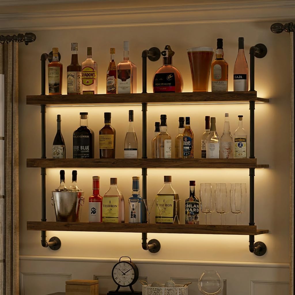 Food Storage Shelving - Étagère à vin murale avec éclairage