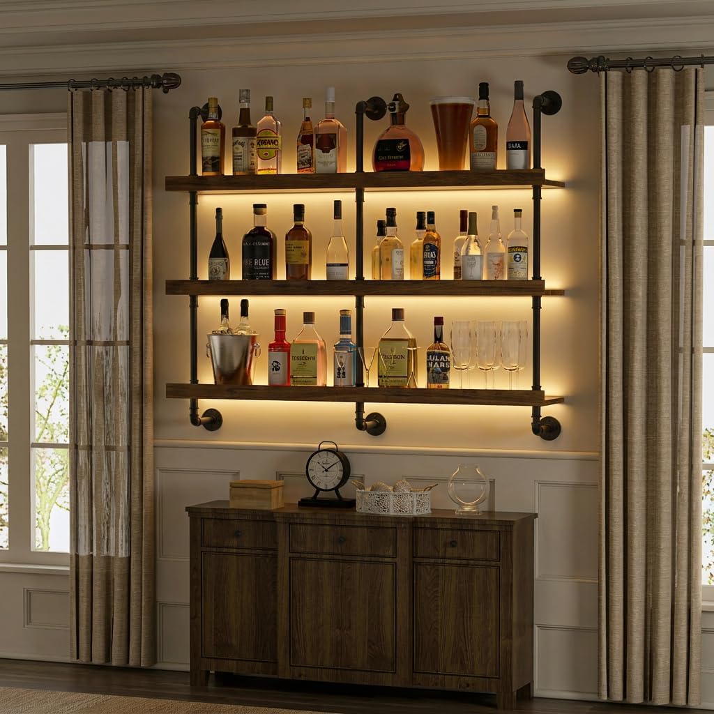 Étagère à vin murale avec écla - Food Storage Shelving avis et prix